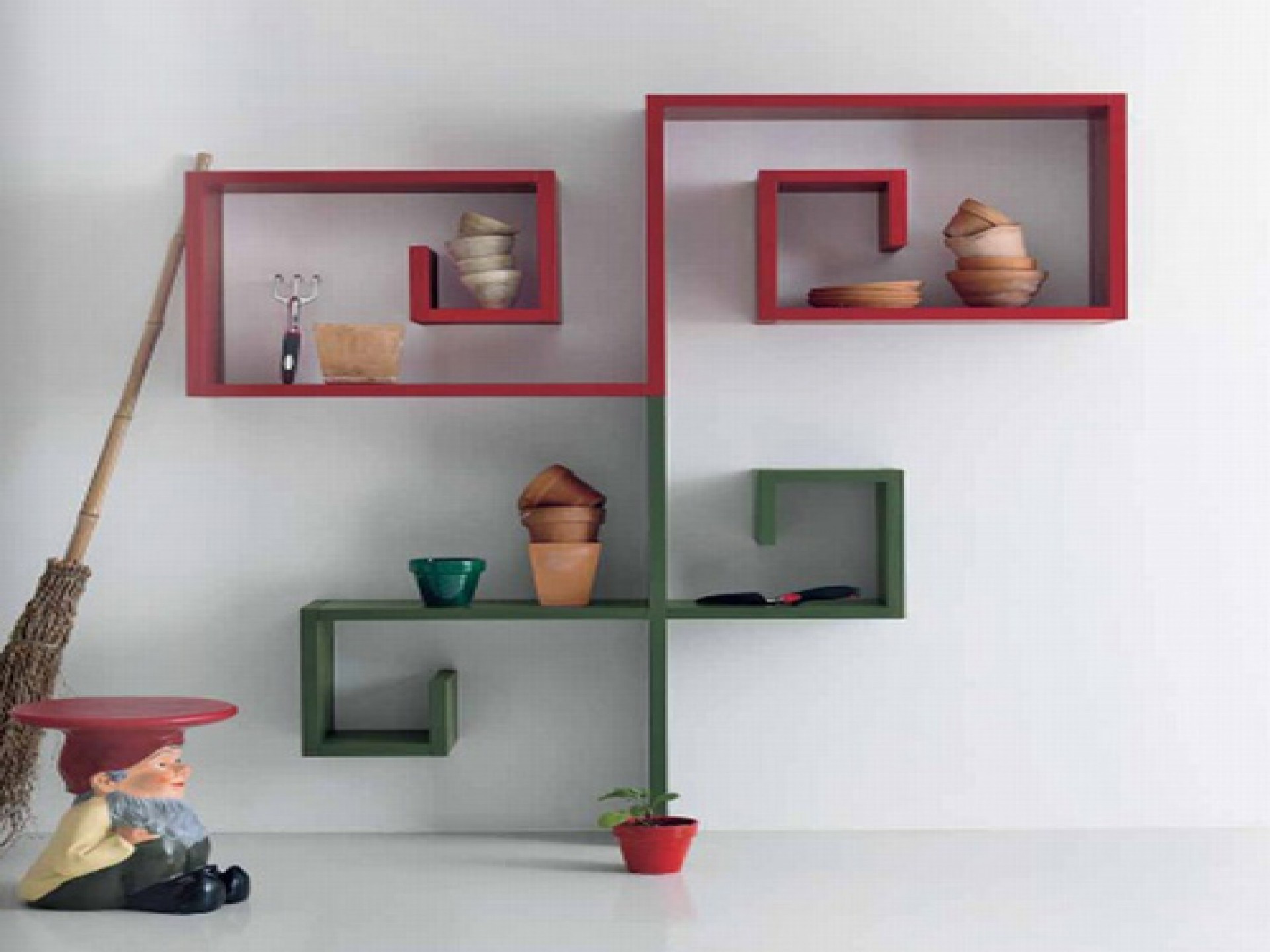 Bedroom Bedroom Shelving Units With Hanging Green And Red