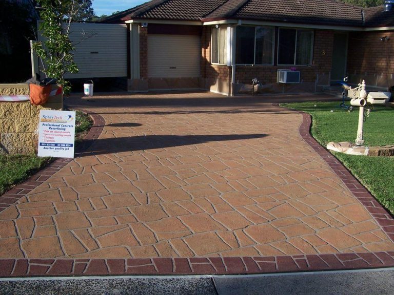 DIY Stunning Driveway Made of Painted Concrete Stone Stencil ...